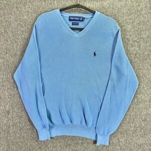 Polo‎ Ralph Lauren Golf V Neck Sweater Men's Size Medium Blue Knit Pullover
